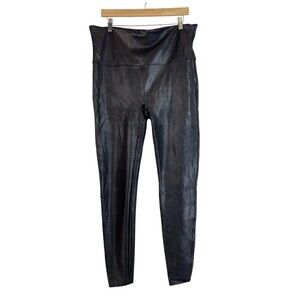 SPANX 2437T Black Faux Leather Hi Rise Leggings Size 3X Tall